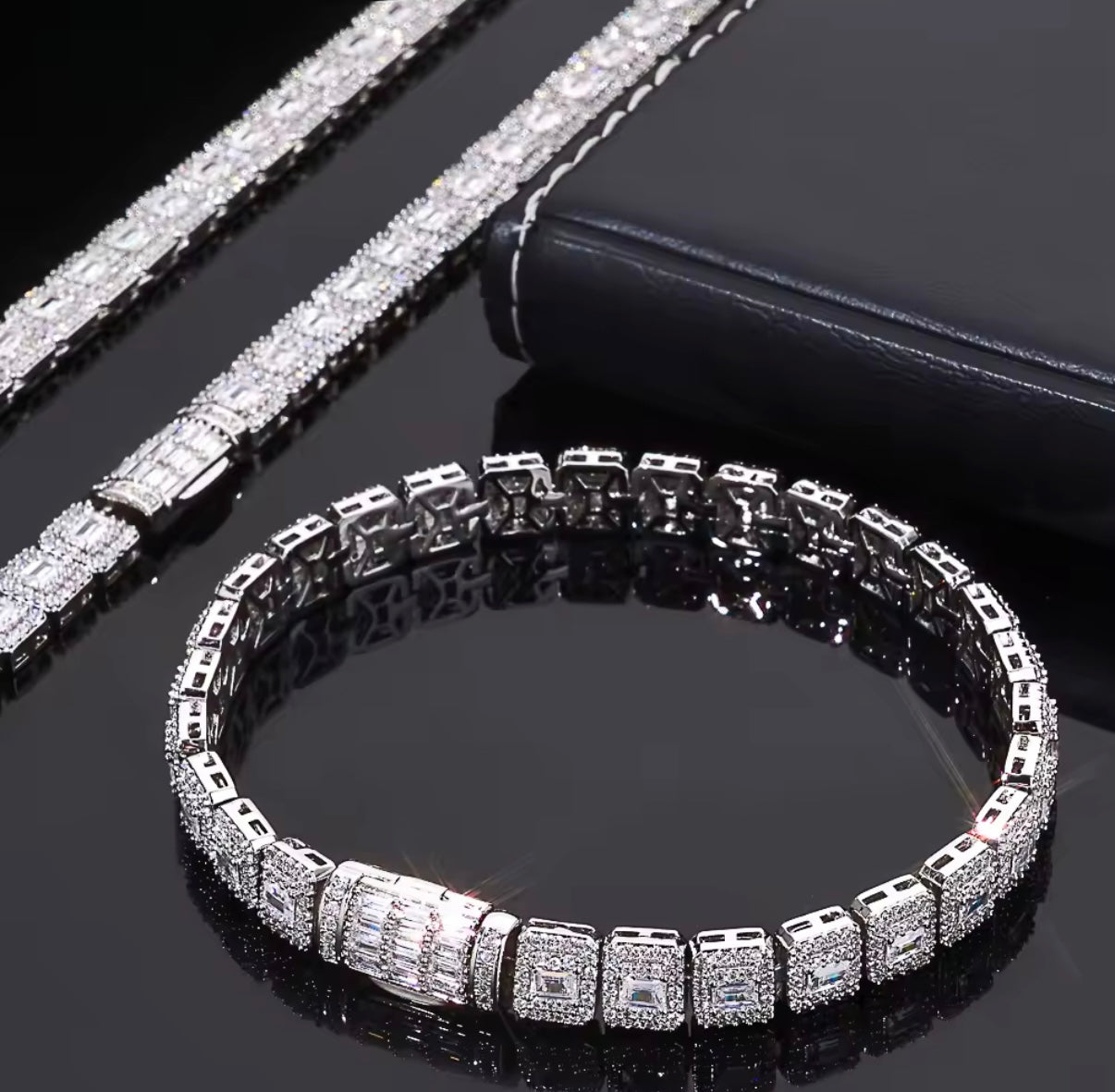 Iced Baguette Link Tennis Chain / Bracelet
