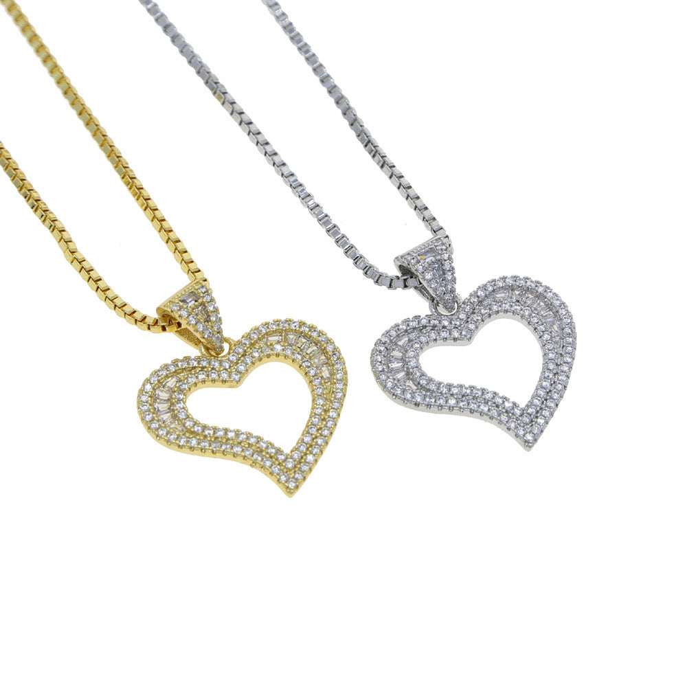 Love Iced Heart Pendant Necklace