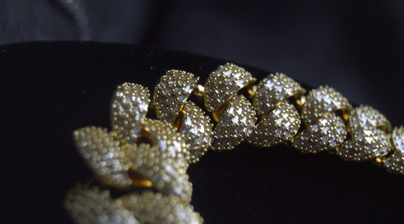 14k Gold Bane Cuban Link Baguette