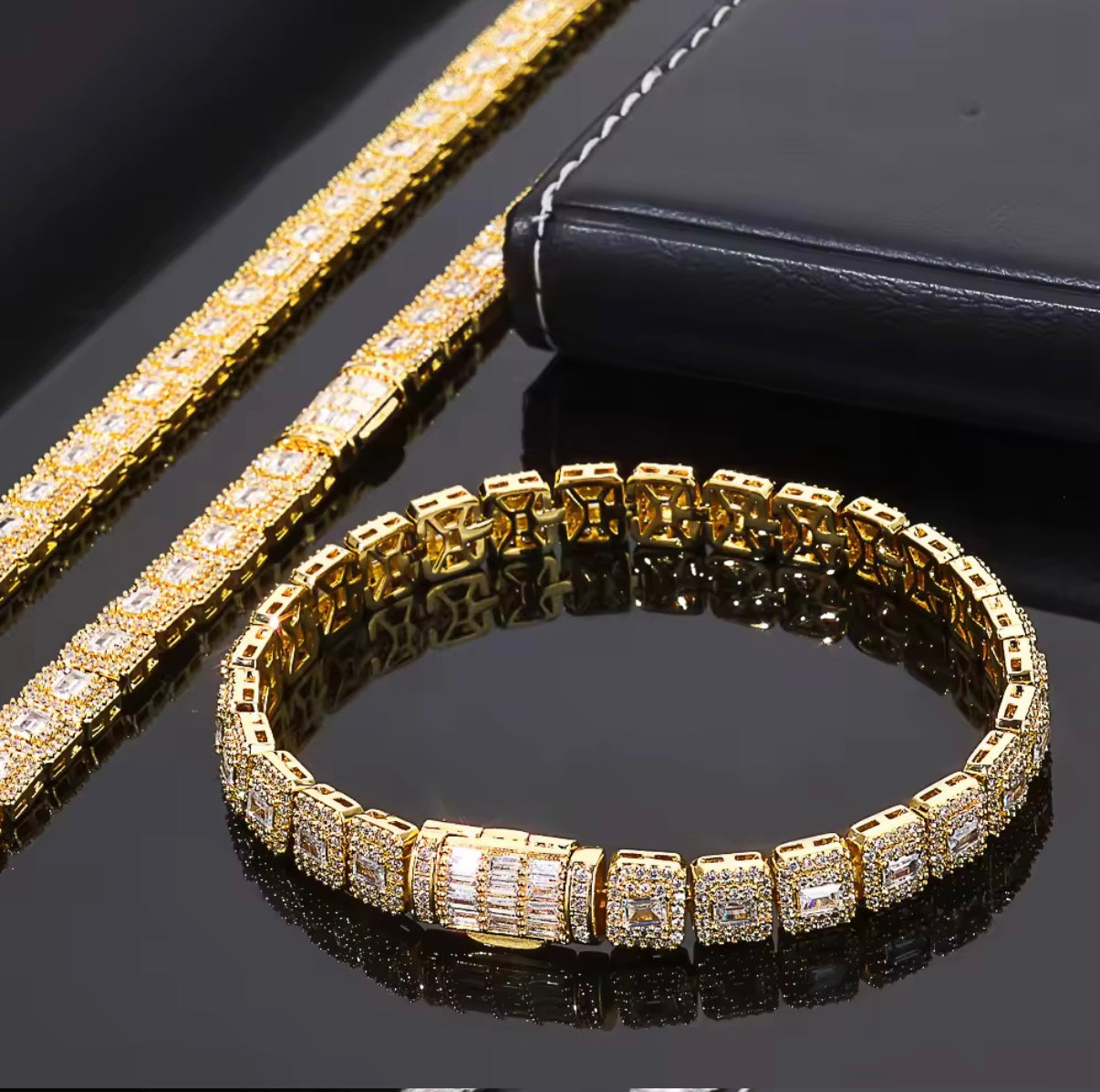 Iced Baguette Link Tennis Chain / Bracelet