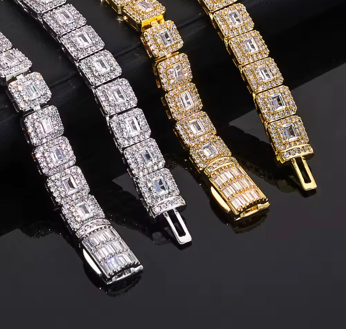 Iced Baguette Link Tennis Chain / Bracelet
