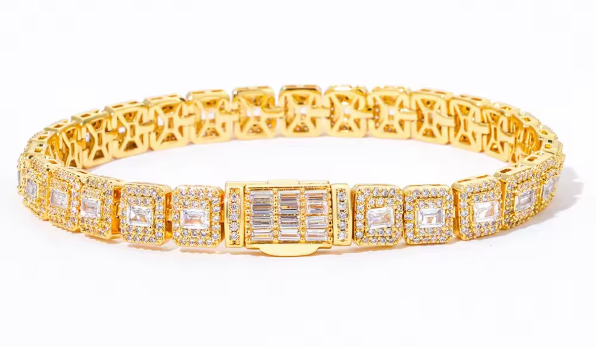 Iced Baguette Link Tennis Chain / Bracelet