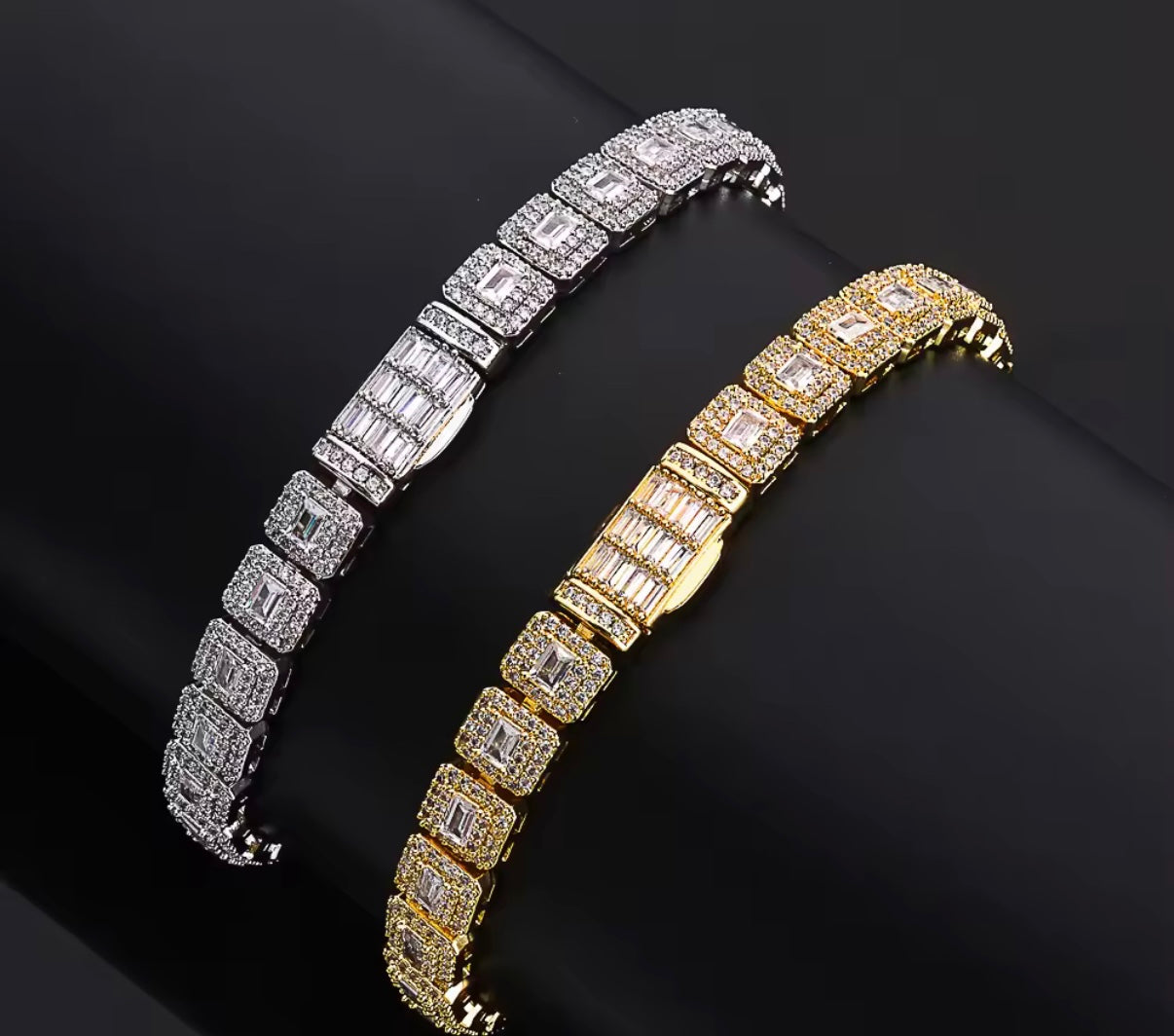 Iced Baguette Link Tennis Chain / Bracelet