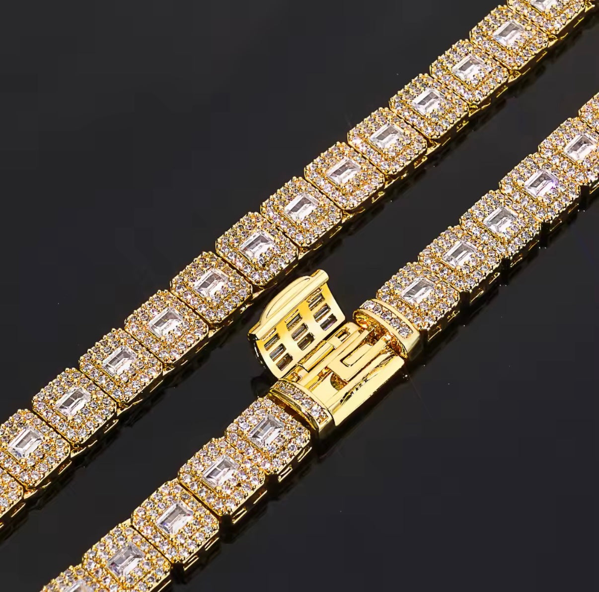 Iced Baguette Link Tennis Chain / Bracelet