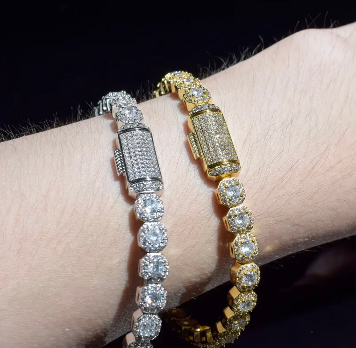 Aurora Ice Barrel-Clasp Tennis Bracelet