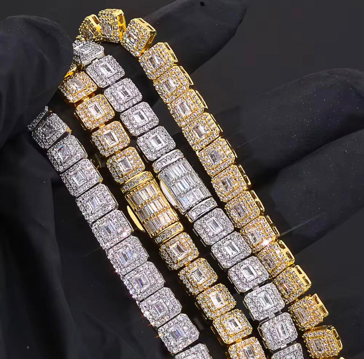 Iced Baguette Link Tennis Chain / Bracelet