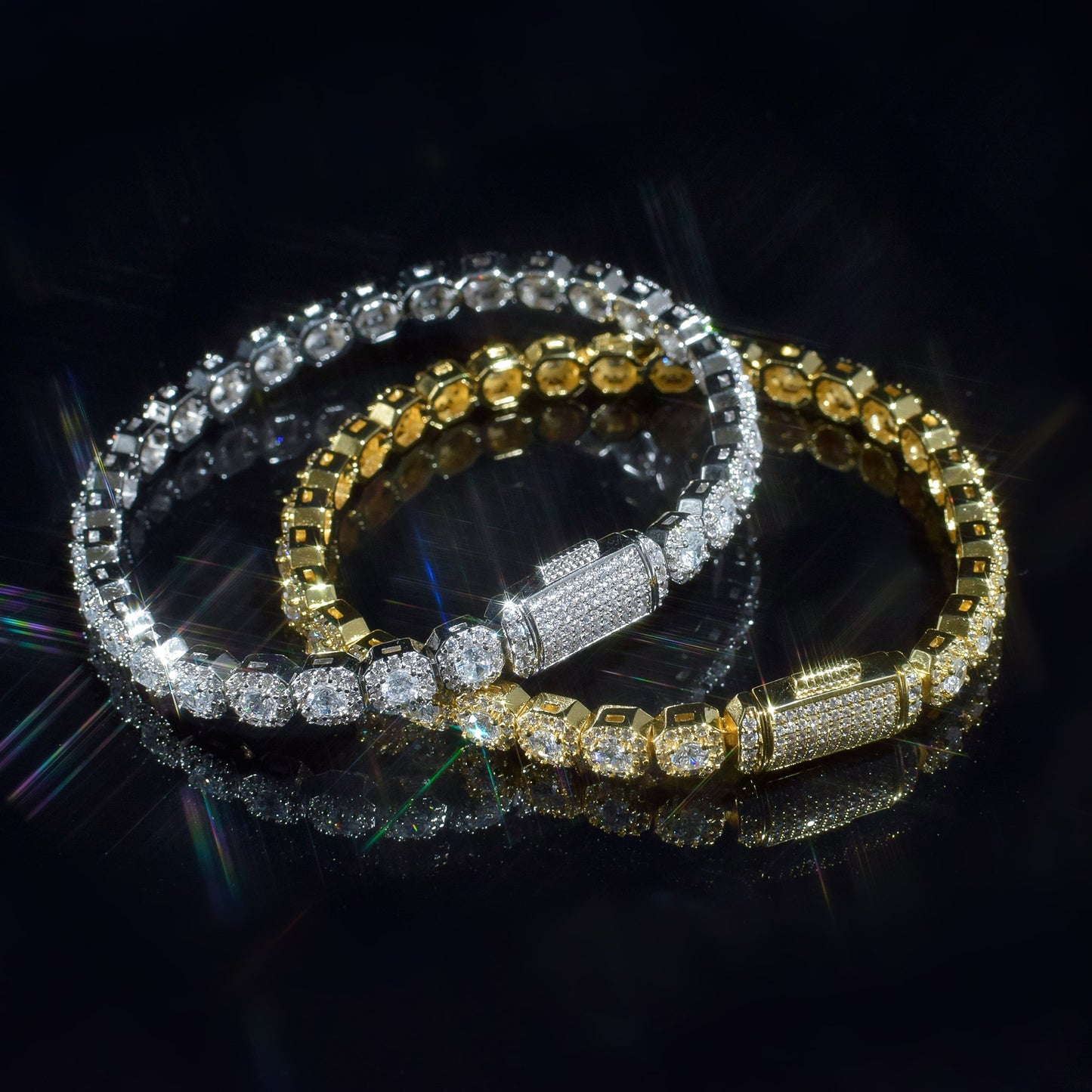 Aurora Ice Barrel-Clasp Tennis Bracelet