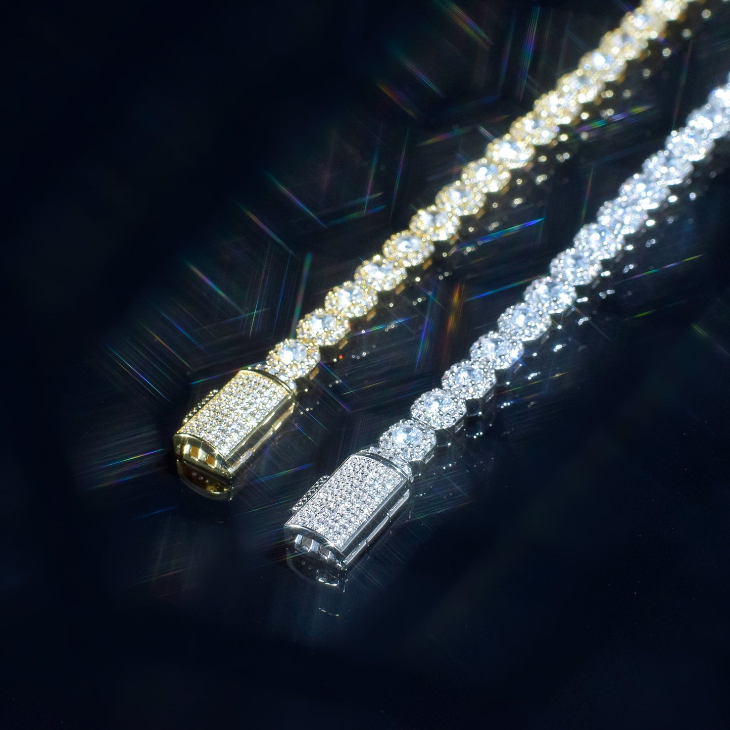 Aurora Ice Barrel-Clasp Tennis Bracelet