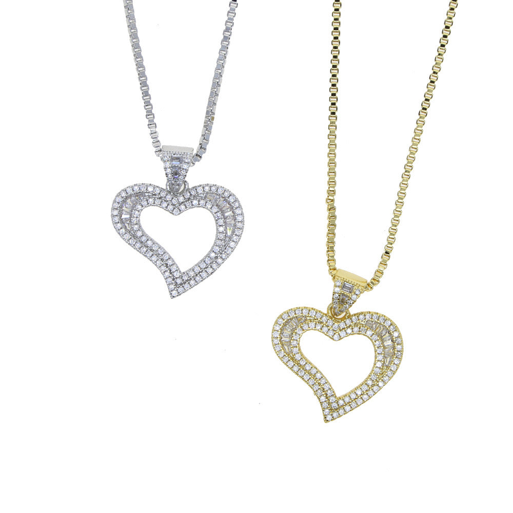 Love Iced Heart Pendant Necklace