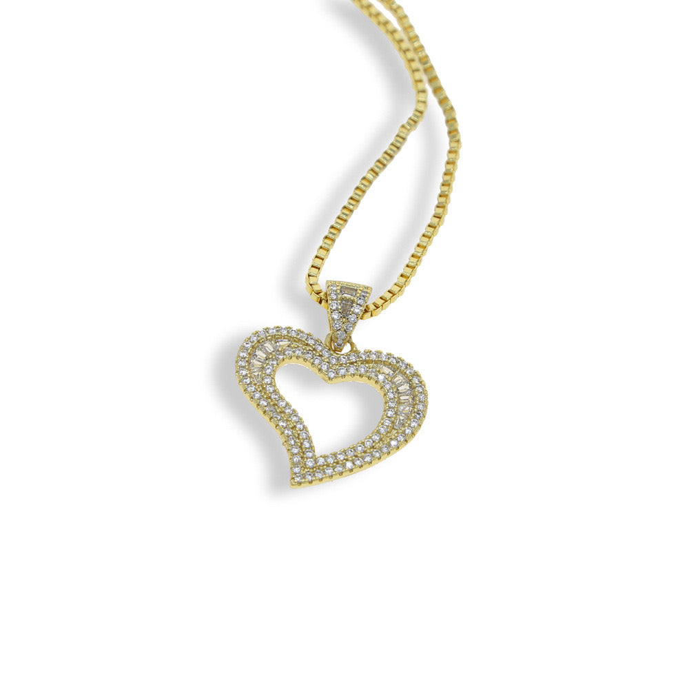 Love Iced Heart Pendant Necklace