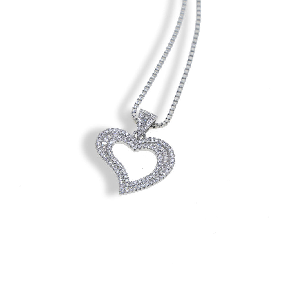 Love Iced Heart Pendant Necklace
