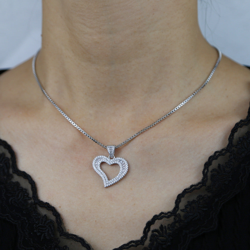 Love Iced Heart Pendant Necklace