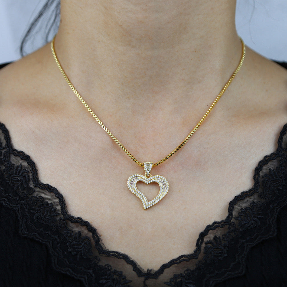 Love Iced Heart Pendant Necklace