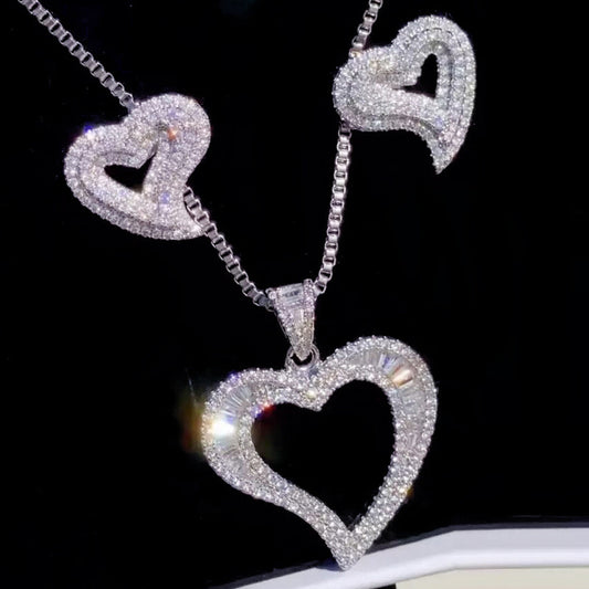 Love Iced Heart Pendant Necklace
