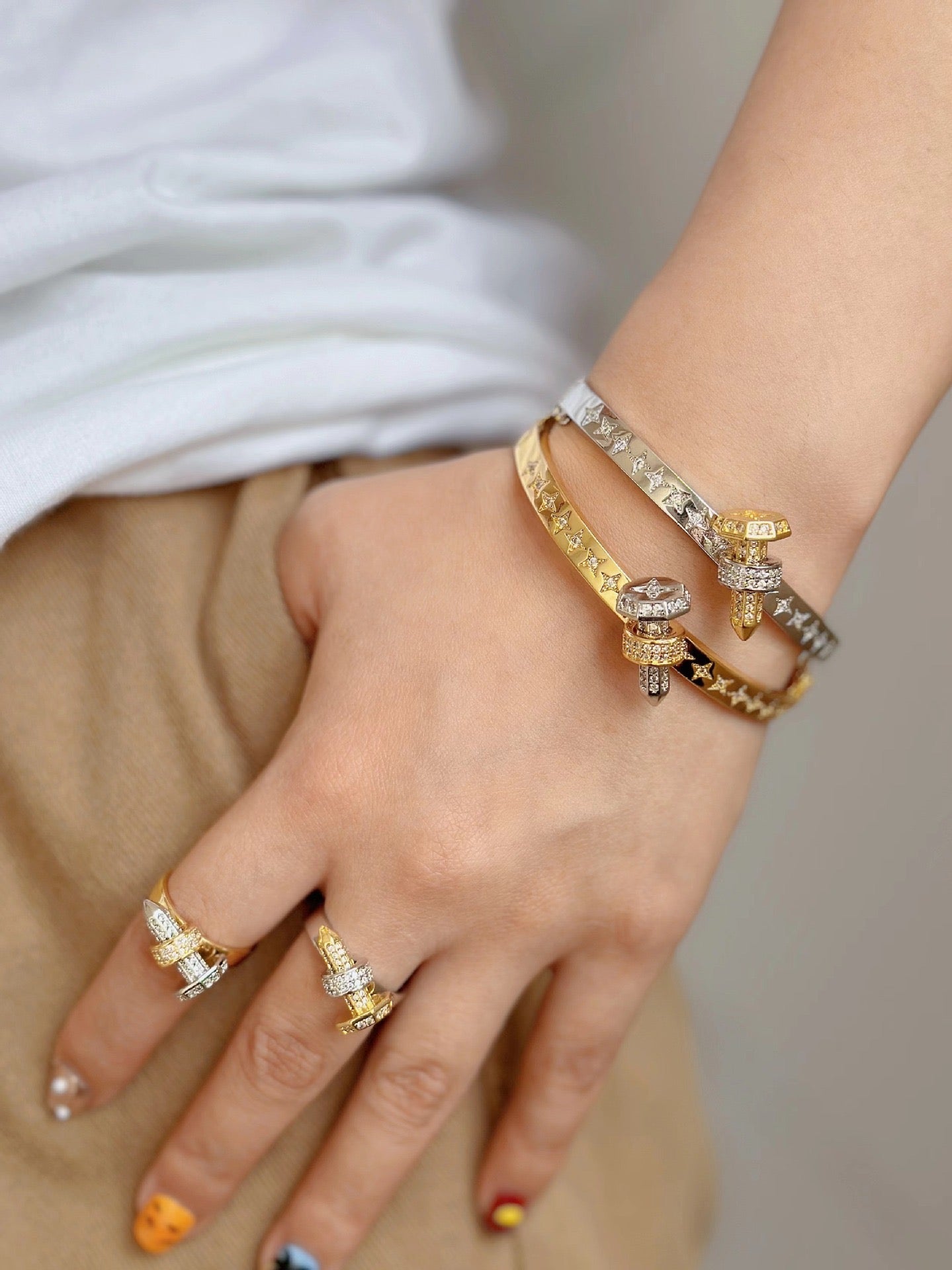 Star Pavé Bangle & Ring Set